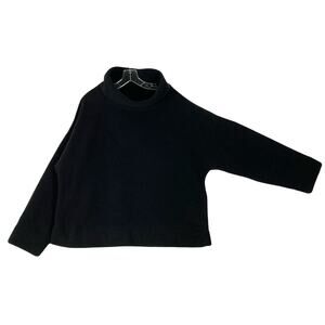 WOOLWORTHS Sweatshirt Fleece Women XL Black Mock-Neck Plush Teddy Long-Sleeve